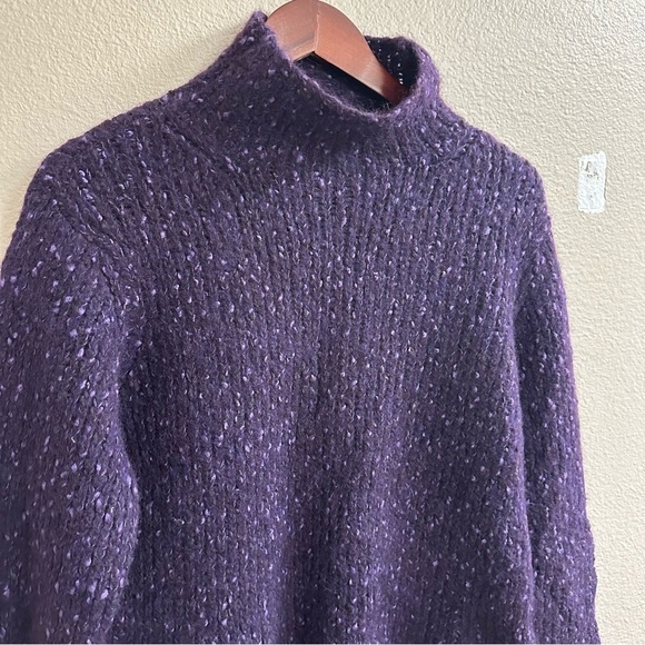 Ann Taylor Wool Blend Purple Speckled Turtleneck - Picture 3 of 7